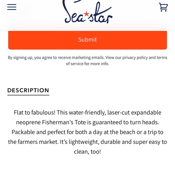 NWT Sea star Beachwear black neoprene Fisherman Tote beach bag - Picture 5 of 6